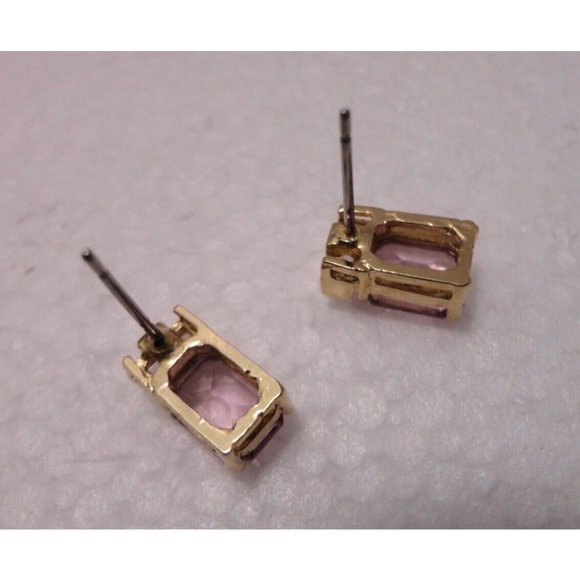 Vintage Lady Grace Pierced Earrings Gold Toned w/Austrian Lilac & Clear Crystals - Picture 6 of 8